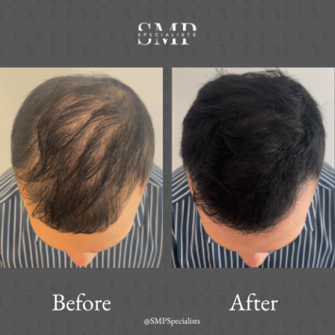 Before and after scalp micropigmentation treatment – case 19
